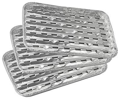 Fackelmann Grillschalen rechteckig 3 Stück aus Aluminium, Silber, 33x23x2.5 cm, 42445