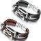 Flongo Lederarmband, 2 Stück Leder Echtleder Armband Armreifen Kordelkette Schwarz Braun Silber Infinity Unendlichkeit Lieben Zeichen Symbol 8 Motorradfahrer Biker Herren,Damen