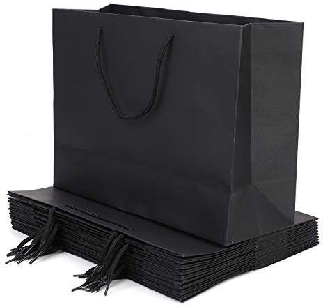 10 x Paper Carrier Bags Large Kraft Gift Bags Party Bags with Handle Reusable Bag Present Treat Bags Tote Bag for Birthday, Wedding, Christmas Party, Shopping, Baby Shower, Bridal Shower