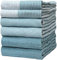 Bumble Kitchen Hand Dish Tea Towels – Bulk Set of 6 – Luxe, Soft, Durable Ring Spun Cotton with 3 Different Textures – Extra Large 20 x 28 In Size – Comes in Aqua Blue and Grey Packs (Aqua)