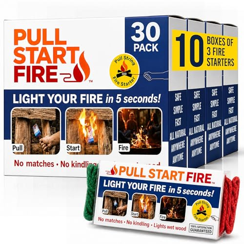 Pull Start Fire 30 Stück Anzünder für drinnen und draußen oder Camping, wetterfest