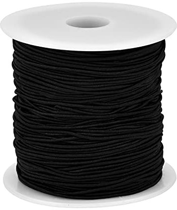 0.8mm Elastisch Faden, Perlenschnur, Elastische Schnur, Nylonfaden, Elastisch Schmuckfaden, Gummifaden, Werkzeuge zum Perlen für DIY Armbänder Schmuck Haarband Halsketten (Schwarz)