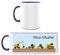 Manutextur Tasse mit Namen - personalisiert - Motiv Bagger - viele Farben & Motive - weiß/dunkelblau - persönliches Geschenk mit Wunsch-Motiv und Wunsch-Name