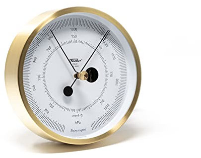 Fischer 1608B-45/geb - POLAR Barometer - 133mm Druckmessgerät mit Messing-Gehäuse - Luftdruckmesser - Made in Germany