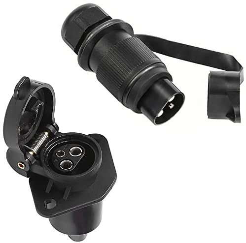SPARKMOTO 3 Polig Traktor Stecker Steckdose 12V, nach DIN 9680,Wasserdicht Stecker Steckdose 3 Polig Für Traktor PKW RV LKW KFZ Anhänger Landmaschinen 3 Polig Stecker Steckdose(2 Mount Punkte B)