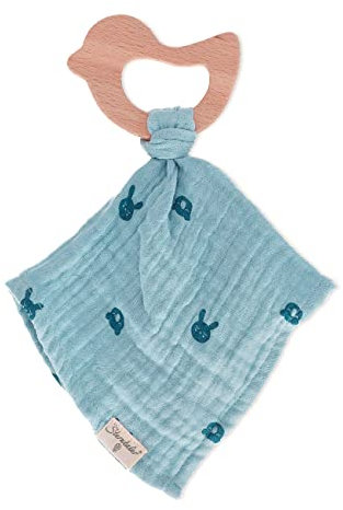 Sterntaler Baby Unisex Schmusetuch Mit Beißring Kinni Und Kalla - Bio - Blau Meliert