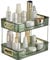 CESTATIVO Bathroom Counter Organiser, 2 Tier Vanity Tray, Cosmetic Makeup Storage Shelf, Bathroom Skincare Organiser Counter Shelf, Green