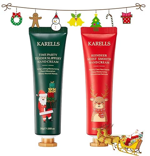 Crema per le mani,Regalo di Natale,Crema Nutriente Per Le Mani,Creme Mani Portabili,Regalo Donna,per il piede, per l'inverno, profumo, per il giorno, crema idratante (Rosso+Verde, 30g)