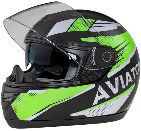 Integralhelm Mit Sonnenblende Matt Helm Motorradhelm Schwarz-Grün M Quad Schutz
