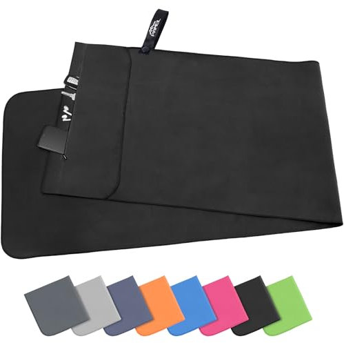 Pameil Fitness Handtuch |120x50cm| Kompakt & Schnelltrocknend mikrofaser Handtuch, Sporthandtuch, Reisehandtuch, Strandhandtuch mit Reißverschluss Tasche