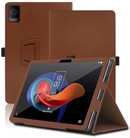 Funda para TCL Tab 10 Gen 2, 10.4 Inch, TCL Tab 10 Gen 2 Tablet Funda, Funda Protectora Plegable con Soporte para Lápiz y Correa para la Muñeca, Protección Total. (marrón)