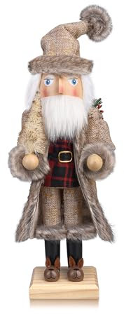 ArlinaL Figuras de cascanueces de Navidad de 15 pulgadas, adornos de cascanueces de madera de Navidad, adornos de cascanueces de Papá Noel, decoraciones navideñas festivas para estantes y mesas