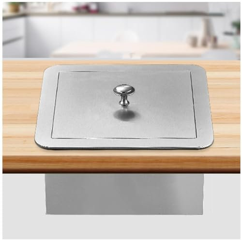 Pattumiera da incasso per mobili da cucina, pattumiera da incasso per piano di lavoro, coperchio per contenitore dei rifiuti in acciaio inox, cestino per ufficio, bagno, 21,7 × 21,7 cm, 21,7 × 21,7