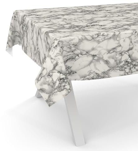 ANRO Wachstuchtischdecke Wachstischdecke Wachstuch Tischdecke abwaschbar Gartentischdecke Rund Oval Eckig 100x140cm Schnittkante Marmor Grau