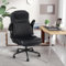 Flysky Bürostuhl ergonomisch 200kg Belastbarkeit, PU-Leder Schreibtischstuhl mit Lendenwirbelstütze und hochklappbaren Armlehnen, hohe Rückenlehne, für Heim und Büro, Schwarz