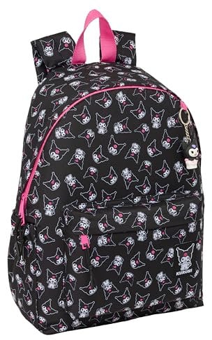 safta KUROMI - Zaino per laptop da 14,1, ideale per giovani di diverse età, comodo e versatile, qualità e resistenza, 31 x 13 x 43 cm, nero/fucsia, M, Casual