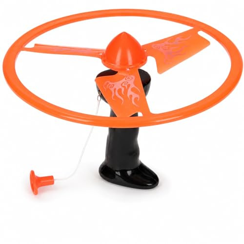 Disco Volante Grande Giocattolo Carica a Corda Ufo Volante Giocattolo Elica Volante Giocattolo con Lanciatore Elica Volante Bambini Gioco a elica Power Spin Gioco di Volo per Bambini Rotore 25cm (A)