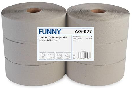Funny AG-027 Jumbo-Toilettenpapier, 1-lagig, Recycling, Durchmesser 28 cm (6-er Pack)