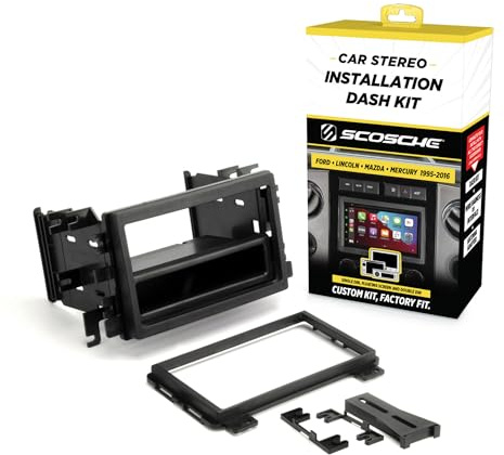 Scosche FD3090B Double DIN or Single DIN with Pocket Radio Install Dash Kit Compatible with Select 1995-2016 Ford, Lincoln, Mazda and Mercury Vehicles - See Fit Guide in images to verify your vehicle