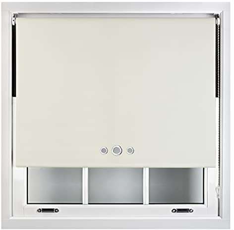 FURNISHED Blackout Roller Blinds Made to Measure With Triple Eyelets & Metal Fittings - Cream Up to 120W x 165H cm