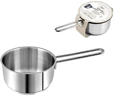 H&H Casseruola Inox Elodie Fondo a Induzione Un Manico 16 Litri2 Pentole Cucina, Acciaio Inossidabile, 16 cm