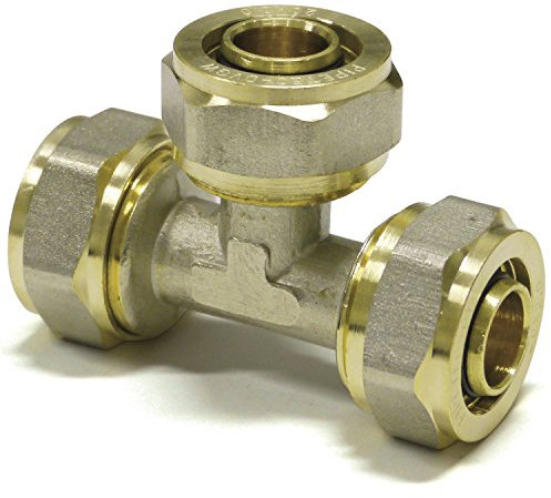 HDmirrorR EasyFIX T-Stück Schraubfitting Klemmringverschraubung DVGW für Mehrschichtverbundrohr T-Stück (16 mm)