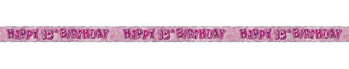 Unique Party Folienbanner zum 18. Geburtstag, 2,7 m, glitzernd, Pink
