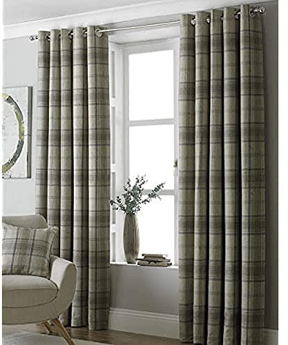 Riva Paoletti Aviemore Eyelet Curtains, Beige, 46 x 54 (117 x 137 cm), Polyester, Natural