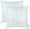 CaliTime Kissenbezüge Kissenhülle Packung mit 2 Schalen für Couch Sofa Heimdekoration modern glänzend und matt Kontrast Kreise Ringe geometrisch 40cm x 40cm weiß