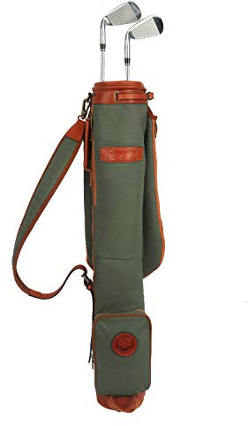TOURBON Grün wasserdichte Segeltuch-Golfbag für Golfschläger, weicher gepolsterter Schultergurt, 3 Taschen, 3 Divider, geeignet für Erwachsene Golfer (Unisex)