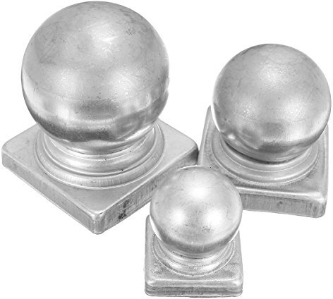 MJJEsports 40Mm 60Mm 70Mm Bola De Hierro De La Valla Superior Del Poste De La Tapa Con La Protección De La Base Plana Cuadrada - 60Mm