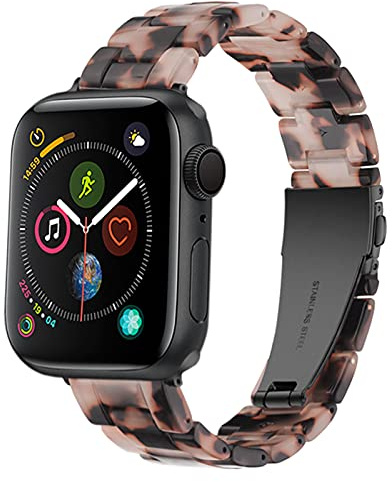 Light Compatible with Apple Watch Strap Series 10 46mm 45mm 44mm 49mm 42mm, Fashion Resin iWatch Women Men Bracelet with Stainless Steel Clasp for Apple Watch Series 10 SE 9 8 7 6 5 4 3 2 1,Ultra 2 1
