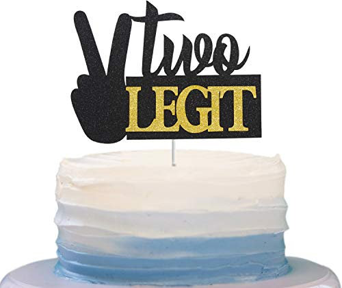 Two Legit Kuchendekoration, glitzernd, zwei Legit zum Aufhören, für zwei Jahre alte Geburtstagskuchendekoration, 2. Sekunde Kindergeburtstagsparty-Dekoration oder Babyparty