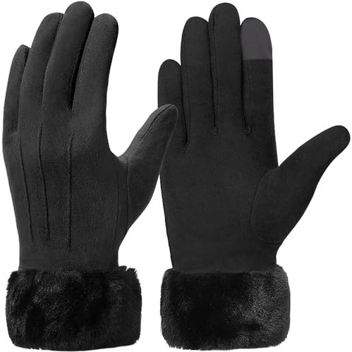 Vagasi Handschuhe Damen Winter Warm Gloves Touchscreen Warme Winterhandschuhe Damen Elegante Thermohandschuhe für Smartphones