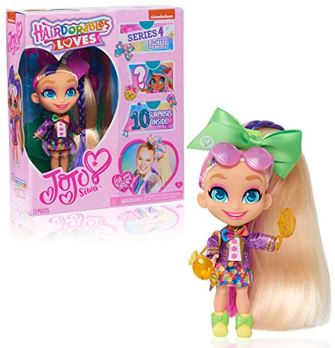 JoJo Siwa Hairdorables Loves JoJo Limited Edition Sammelpuppe, Serie 4, Candy Time, Enthält 10 Überraschungen, Kinderspielzeug ab 3 Jahren von Just Play