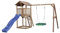 AXI Beach Tower Spielturm aus Holz in Braun | Spielhaus für Kinder mit Blauer Rutsche, Nestschaukel und Sandkasten | Stelzenhaus für den Garten.