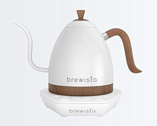Brewista Artisan Pearl Bianco e base bianca | Bollitore elettrico | Becco d'oca | Controllo della temperatura | Barista del caffè lento | 1,0 L