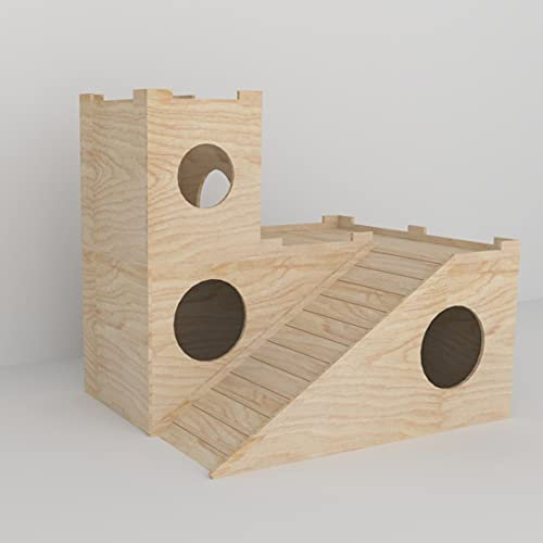 Generiq Kaninchen, 2 Etagen mit Rampe, Haus, Unterschlupf, Versteck Stall, Kleintierübung, Spielhaus, Spielzeug, Schloss Spielzeug