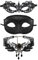 JewelryWe Schmuck 3 PCS Maske Halskette Set Schwarz Sexy Paar Venezianische Spitze Augenmaske Gothic Choker Kette Halsband Damen Maskerade Kostüm für Halloween Karneval Party Cosplay