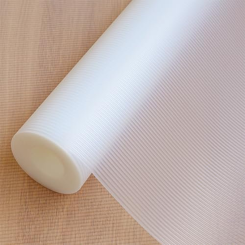 Hersvin Schubladenmatte 40cmx450cm Schrankpapier Schubladeneinlage Eva Wasserfest Nicht Klebende Unterlage Teppich für Küchenschränke (Transparent/Gestreift)
