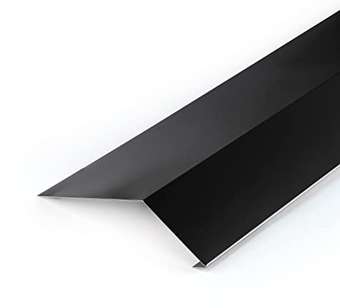 DQ-PP Rinneneinhang – 1 m – Schwarz – RAL 9005 – 120 mm x 70 mm – Aluminium Traufblech – Obere Rinnenleiste – Für Dachrinnen, Regenrinnen – für jede Art von Dach – Tiefschwarz