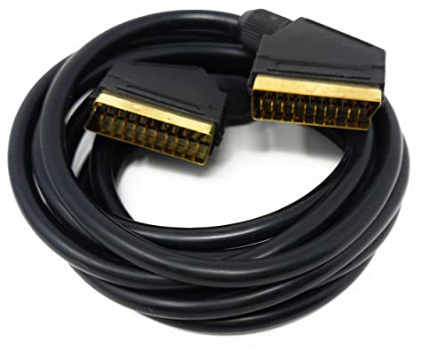 DRUT Câble péritel vers péritel de 3 m, 21 Broches mâle vers mâle (fiche à fiche) Cordon RVB pour TV, magnétoscope, Lecteur DVD plaqué Or 3 m