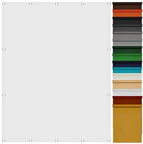 Voile d'ombrage Terrasse Rectangulaire 2.5 x 3.5 m Résistant aux UV Clôture d'ombrage Taud Soleil avec Corde Libre Facile À Plier pour La Couverture VéGéTale Serre Pergola, Blanc