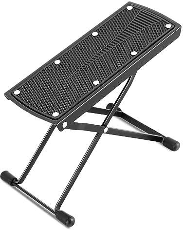 EASTROCK 6 Niveaux Repose Pied Guitare Réglable Pliable en Métal | pour Guitaristes Classiques, 6 Niveaux de Réglage de la Hauteur