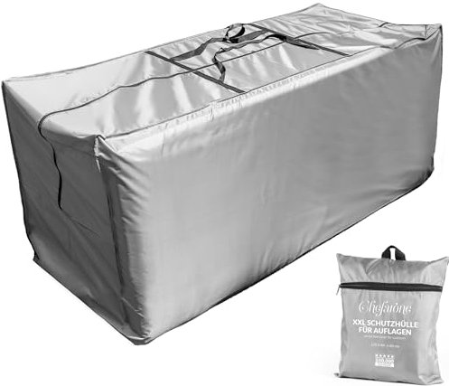 Bolsa de almacenamiento de cojines de jardín Chefarone - Funda protectora para cojines XXL - Bolsa impermeable para cojines de jardín con protección UV - 175x60x80 cm
