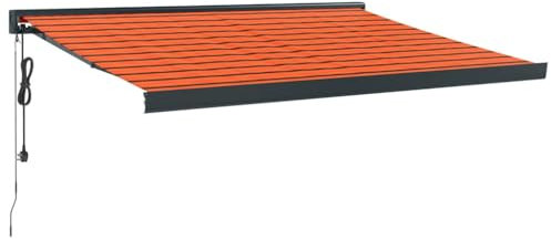 vidaXL Markise, Sonnenmarkise Einziehbar, Gelenkarmmarkise für Terrasse Balkon, Sonnenschutz Terrassenmarkise Balkonmarkise, Orange Braun 3,5x2,5m Stoff Aluminium