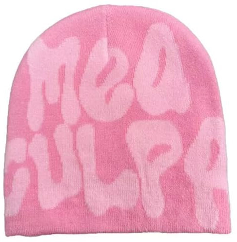 Arcimatto Y2k Spider Beanie Mütze Wolle Acryl Knit Skull Cap Winter Warm Streetwear MEA Design Hüte für Frauen Mann Jugendliche, Mea Pink, Einheitsgröße
