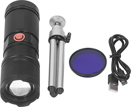 Uadme Taschenlampe, USB-Lade-Taschenlampe, Laser-Zoom, Aluminiumlegierung, Wellenerkennung, 5400 MAh, Wiederaufladbare Taschenlampe, Hohe Helligkeit