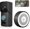 JIGATONEDA Video Türklingel WLAN Kabellose Video Doorbell Akku mit 1080p Kamera, Smarte Türklingel Chime mit Zwei-Wege-Audio, 130° Ultraweitwinkel Nachtsicht, KI-Erkennung IP65 Wasserdicht, TF/Cloud