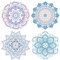 GORGECRAFT 4 Stile Blume des Lebens-Fensteraufkleber Meditation Statische Fensteraufkleber Mandala Nicht Klebende Fensterfolie Kreisförmige Aufkleber Für Glasschiebetüren Schläge von Vögeln Hunden